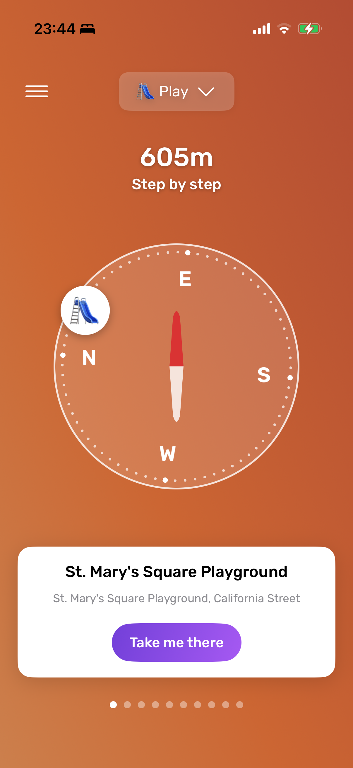 Little Explorer navigation compass showing St. Mary's Square Playground